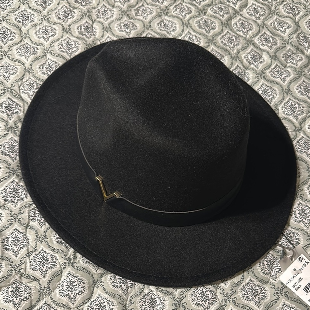 Nordstrom Black and Gray Patterned Fedora